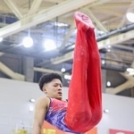 　平行棒で優勝した角皆友晴＝エスフォルタアリーナ八王子