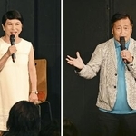 　社民党の福島党首とラサール石井氏＝７日午後、東京都世田谷区