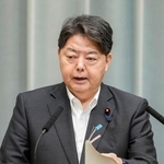 　記者会見する林官房長官＝９日午前、首相官邸