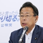 　公明党の西田幹事長＝７月、東京都新宿区の党本部
