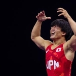 　レスリングの世界選手権で初優勝した７０キロ級の青柳善の輔＝１４日、ザグレブ（ゲッティ＝共同）