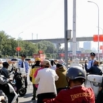 　封鎖された「九・一八歴史博物館」周辺の道路＝１８日、中国・瀋陽市（共同）