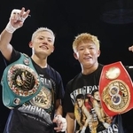 　重岡優大さん（左）と弟の銀次朗＝２０２３年４月、代々木第二体育館