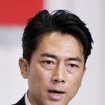　自民党総裁選の所見発表演説会に臨む小泉農相＝２２日午後、東京・永田町の党本部