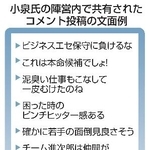 　小泉氏の陣営内で共有されたコメント投稿の文面例