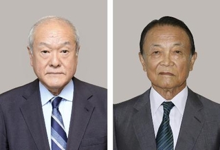 　自民党の鈴木俊一総務会長、麻生太郎元首相