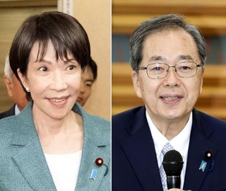 　自民党の高市総裁（左）と公明党の斉藤代表