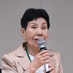　集会で再審を巡る法改正を訴える、袴田巌さんの姉ひで子さん＝７日午後、国会