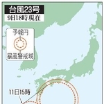 　台風２３号の予想進路（９日１８時現在）