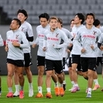 　ブラジル戦に向け、最終調整する日本代表＝味の素スタジアム