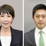 　　自民党の高市早苗総裁（左）、日本維新の会の吉村洋文代表