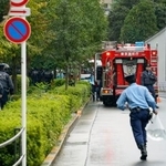 　警視庁機動隊員がけがをした現場付近＝２４日午後３時１１分、東京都港区