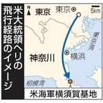 　米大統領ヘリの飛行経路のイメージ