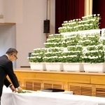 　豊田佐吉の功績をたたえる顕彰祭で、花を供えるトヨタ自動車の豊田章男会長＝３０日午前、静岡県湖西市