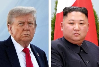 　トランプ米大統領（ゲッティ＝共同）、北朝鮮の金正恩朝鮮労働党総書記（朝鮮通信＝共同）