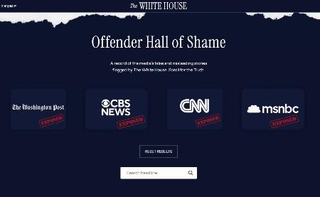 　メディアの報道内容を批判する米ホワイトハウスのウェブサイト（共同）