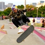 　ストリート男子で優勝した小野寺吟雲＝ライブドア・アーバンスポーツパーク