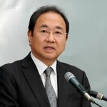 　記者会見するフジテレビの清水賢治社長＝７日午後、東京都港区