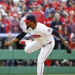 　タイガース戦に登板したガーディアンズのエマニュエル・クラセ＝２０２４年１０月、クリーブランド（共同）