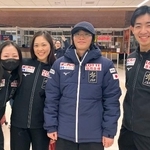 　スケートアメリカに向け米国入りした（左から）渡辺倫果、吉田陽菜、友野一希、壷井達也＝１１日、オールバニ空港（共同）