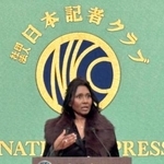 　記者会見する米ＡＰ通信のデイジー・ビーラシンガム社長兼ＣＥＯ＝１２日午後、東京・内幸町の日本記者クラブ
