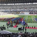 　昨年１２月に行われた第１０３回全国高校サッカー選手権の開会式＝国立競技場