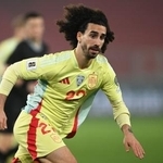 　ジョージア戦でプレーするスペインのククレリャ＝１５日、トビリシ（ＡＰ＝共同）