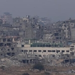 　ガザの街並み＝１０月２９日、イスラエル側から撮影（ゲッティ＝共同）