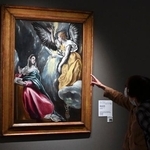　修復が完了し再展示されたスペインの巨匠エル・グレコが描いた「受胎告知」＝１日、岡山県倉敷市の大原美術館