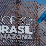 　ブラジルで開催されている国連気候変動枠組み条約第３０回締約国会議（ＣＯＰ３０）のロゴ＝１０日、ベレン（ＡＰ＝共同）