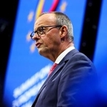 　ドイツのメルツ首相＝１８日、ベルリン（ロイター＝共同）