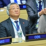 　国連総会に出席する中国の傅聡国連大使＝９月２５日、米ニューヨーク（タス＝共同）