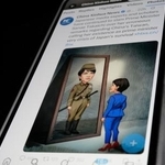 　中国国営通信新華社がＸ（旧ツイッター）に投稿した、軍服姿の高市首相とみられる風刺画＝２０日、北京（共同）