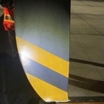 　海上保安庁の大型無人航空機「シーガーディアン」のプロペラ。北九州空港の滑走路に接触して損傷した（海上保安庁提供）