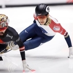 　男子５００メートル予選　滑走する吉永一貴＝ドルドレヒト（共同）