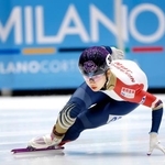 　女子１５００メートル予選　滑走する中島未莉＝ドルドレヒト（共同）