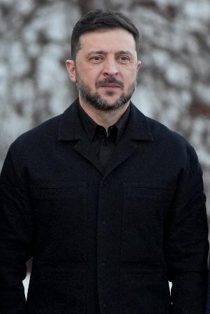 　ウクライナのゼレンスキー大統領＝２日、アイルランド・ダブリン（ゲッティ＝共同）