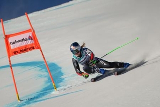 　アルペンスキーＷ杯で、女子スーパー大回転第１戦を制したアリス・ロビンソン＝１４日、サンモリッツ（ゲッティ＝共同）