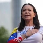 　ベネズエラの野党指導者マチャド氏＝１月、カラカス（ゲッティ＝共同）