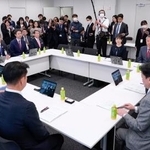 　自民、日本維新の会、公明の３党が開いた小学校の給食無償化を巡る実務者協議＝１２日午後、国会