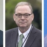 　トランプ米大統領（ロイター＝共同）、国家経済会議のケビン・ハセット委員長（ＡＰ＝共同）、元ＦＲＢ理事のケビン・ウォーシュ氏（ゲッティ＝共同）