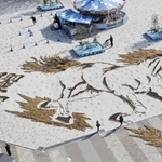　国営ひたち海浜公園で公開されている、来年の干支「午」にちなんだ馬の地上絵。紅葉後のコキアや松ぼっくりなどを使い制作され、園内の大観覧車から迫力ある全貌を見ることができる。公開は来年１月１２日まで＝１３日午後、茨城県ひたちなか市