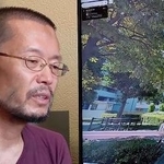 　昨年９月、ベラルーシ国営放送が放映した特別番組で話す中西雅敏さん（同放送提供・共同）