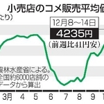 　小売店のコメ販売平均価格推移