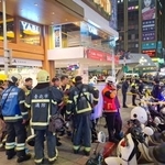 　襲撃事件が起きた台北市の繁華街・中山の現場＝１９日（共同）