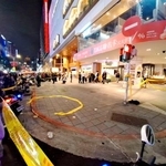 　男が押し入った繁華街・中山の商業施設＝１９日、台北市（共同）