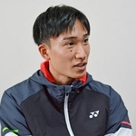 　取材に応じるバドミントンの桃田賢斗＝２２日、東京都内