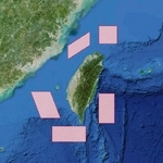 　中国軍で台湾方面を管轄する東部戦区が発表した、台湾周辺での軍事演習区域を示す図（新華社＝共同）