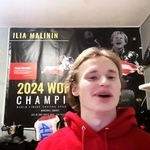 　オンラインで記者会見するフィギュアスケート男子のイリア・マリニン＝２９日（共同）