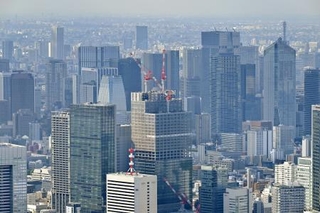　東京都心部の高層ビル群（共同通信社ヘリから）